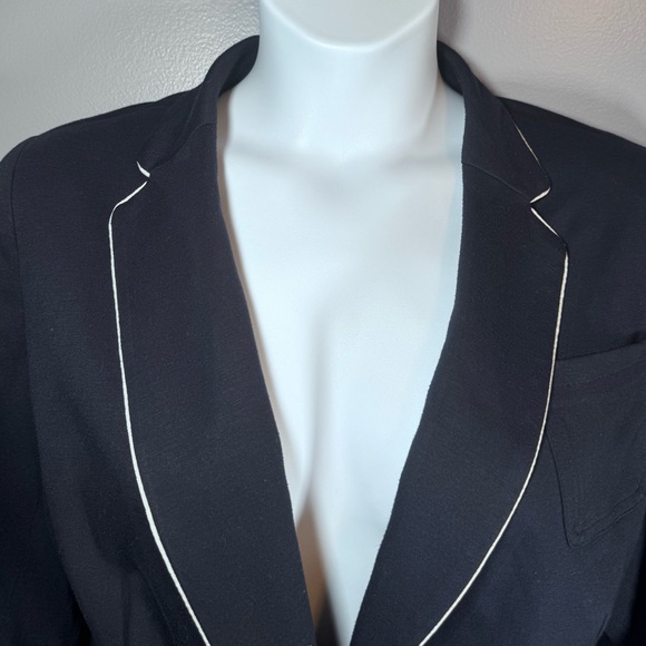JCP Black Piped Blazer Jacket Women’s 1X Cropped Stretch Knit Office Casual - Picture 5 of 13